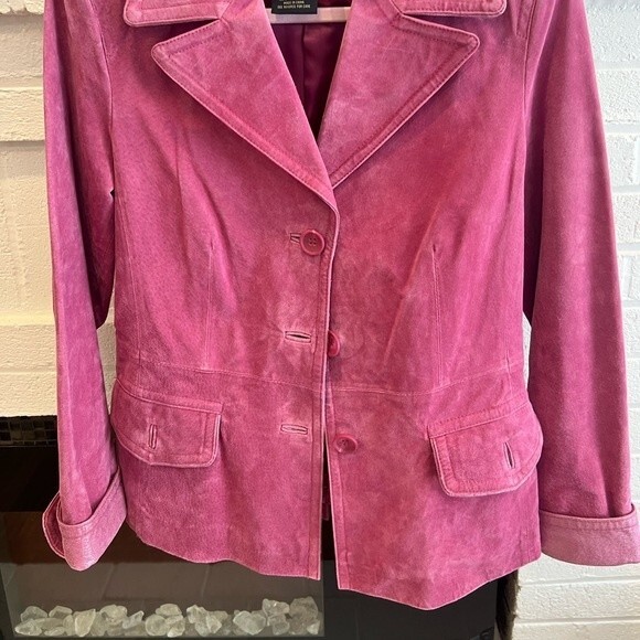 Terry Lewis Classic Luxuries SZ S Vintage Suede Jacket Coat Barbiecore Pink - Picture 12 of 12